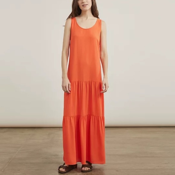 Elizabeth and James Dresses & Skirts - Elizabeth and James Orange Drop Waist Tiered Maxi Dress Size Medium